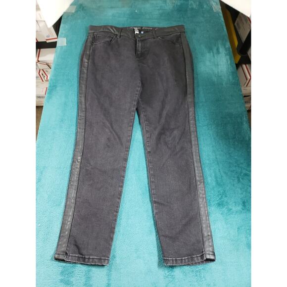 Apt 9 Jeans Size 10 Womens Black Pants Stretch Side Panel Ladies Mid Rise Skinny - Picture 2 of 11